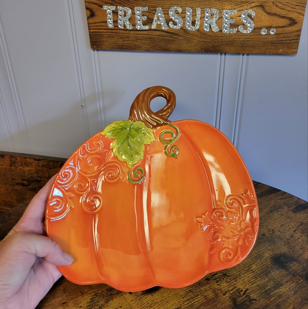 Orange Pumpkin Ceramic Plate